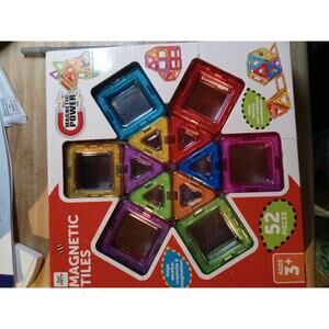 Magnetic Building Tiles 52 PIECE SET! Ages 3+ New Sealed Fun For Homeschooling